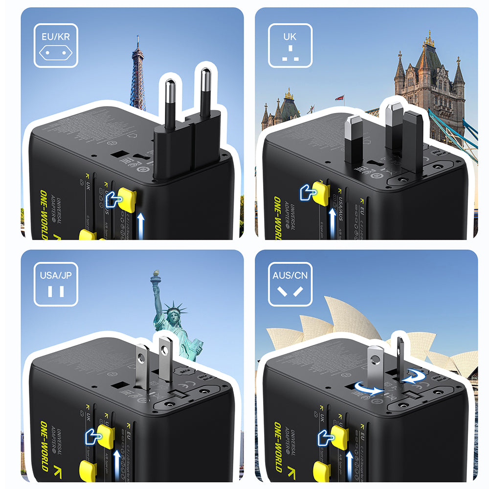 Verkkolaturi USB-C-kaapelilla Baseus Travel PicoGo AG11, 45W, 2 x Pistorasia - 1 x USB-C - 2 x USB-A, Musta E0307F00