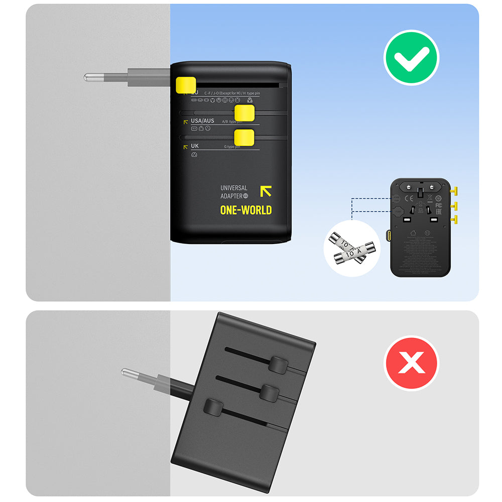 Verkkolaturi USB-C-kaapelilla Baseus Travel PicoGo AG11, 45W, 2 x Pistorasia - 1 x USB-C - 2 x USB-A, Musta E0307F00