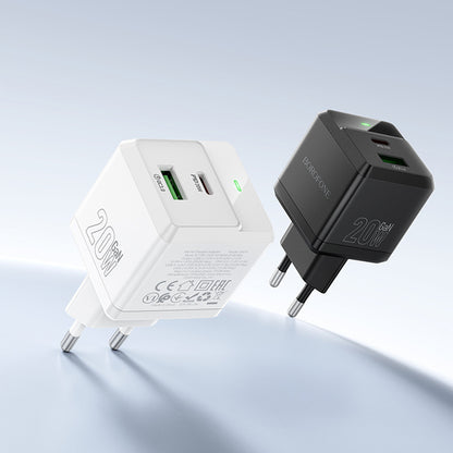 Network Charger with USB-C Cable Borofone BN19 Intenso, 20W, 3A, 1 x USB-A - 1 x USB-C, Black