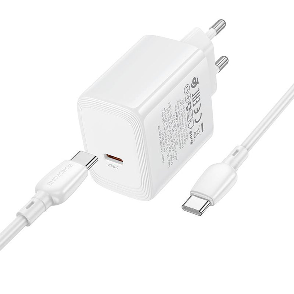 Borofone BN33 Fuente USB-C Cable Wall Charger, 40W, 1 x USB-C, White