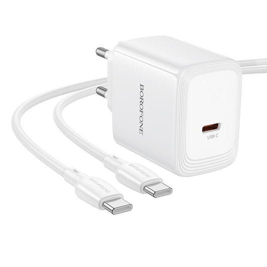 Verkkolaturi USB-C-kaapelilla Borofone BN33 Fuente, 40W, 1 x USB-C, Valkoinen