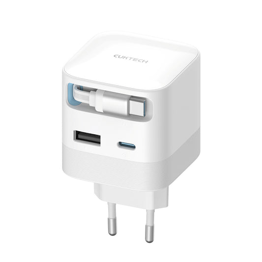 Verkkolaturi USB-C-kaapelilla Cuktech, 67W, 3,25A, 1 x USB-A - 1 x USB-C, Valkoinen CUKA653WEUWT