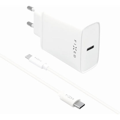 Verkkolaturi USB-C-kaapelilla Fixed, 20W, 3A, 1 x USB-C, Valkoinen