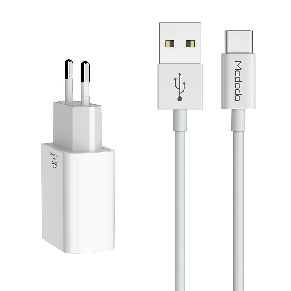 Verkkolaturi USB-C-kaapelilla McDodo CH-6721 Tarjous, 12W, 2.4A, 2 x USB-A, Valkoinen