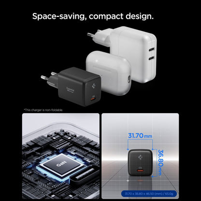 Verkkolaturi USB-C-kaapelilla Spigen EE451EU Essential, 45W, 3A, 1 x USB-C, Musta ACH09474