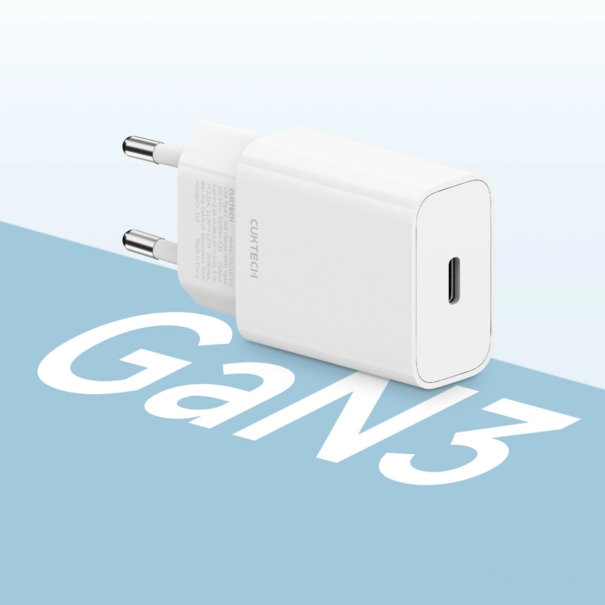 Cuktech HA716C verkkolaturi, 20W, 3A, 1 x USB-C, valkoinen