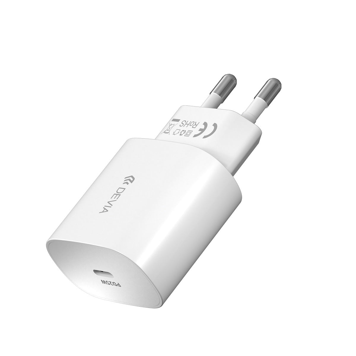Verkkolaturi USB-C-kaapelilla DEVIA RLC-383, 25W, 3A, 1 x USB-C, Valkoinen