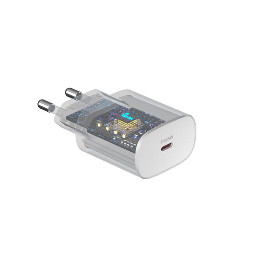 Verkkolaturi USB-C-kaapelilla DEVIA RLC-383, 25W, 3A, 1 x USB-C, Valkoinen