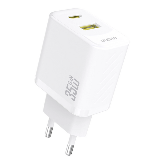 Dudao A27 Max -verkkolaturi, 35W, 1 x USB-A - 1 x USB-C, Valkoinen