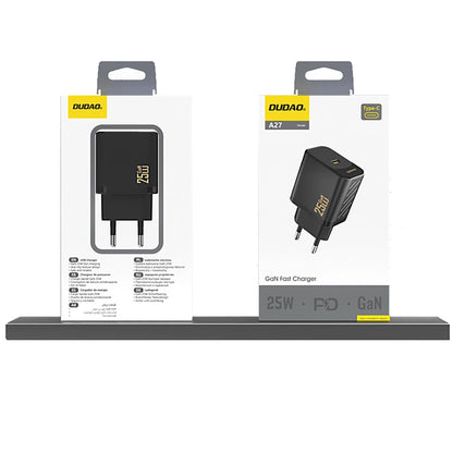 Dudao A27 -verkkolaturi, 25W, 3A, 1 x USB-C, Musta