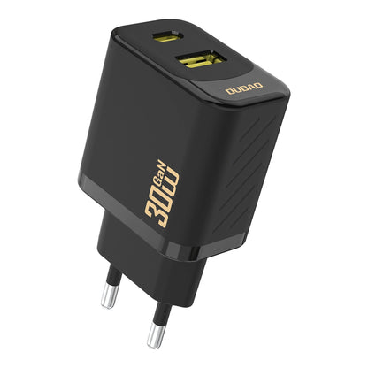 Dudao A27TEU -verkkolaturi, 30W, 3A, 1 x USB-A - 1 x USB-C, Musta
