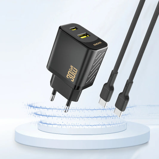 Dudao A27TEU -verkkolaturi, 30W, 3A, 1 x USB-A - 1 x USB-C, Musta