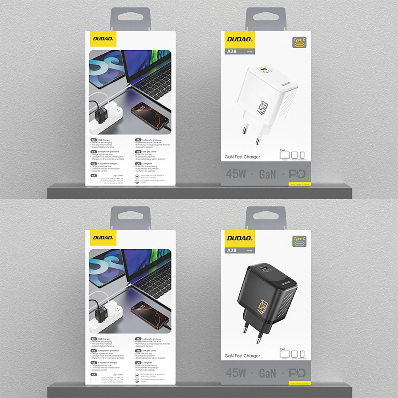 Dudao A28 Verkkolaturi, 45W, 3A, 1 x USB-C, Musta
