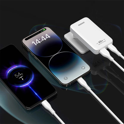 Dudao A65Q Travel -verkkolaturi, 65W, 3.25A, 1 x USB-A - 1 x USB-C, Valkoinen