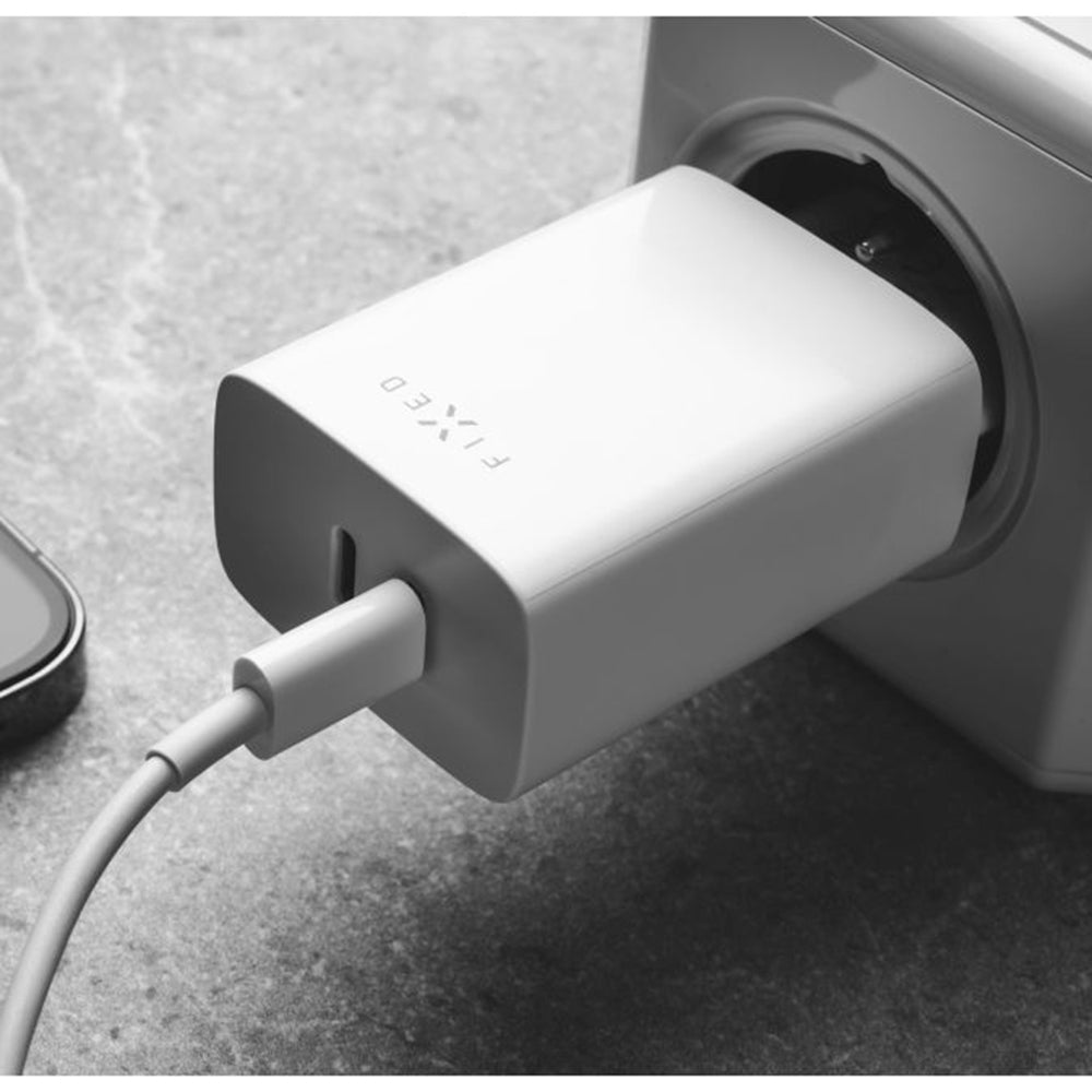 Verkkolaturi Fixed, 35W, 3A, 2 x USB-C, Valkoinen