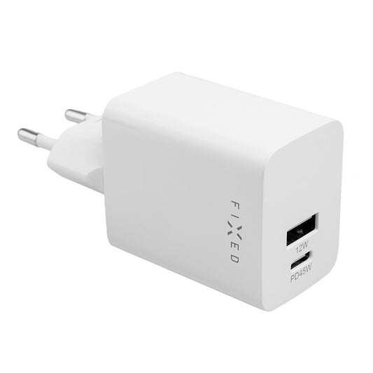 Verkkolaturi Fixed Mini, 45W, 3A, 1 x USB-A - 1 x USB-C, Valkoinen