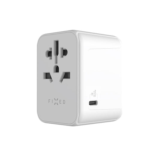 Fixed Travel -verkkolaturi, 30W, 3A, 2 x USB-A - 1 x USB-C, Valkoinen