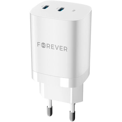 Verkkolaturi Forever TC-05-35CC, 35W, 3A, 2 x USB-C, Valkoinen