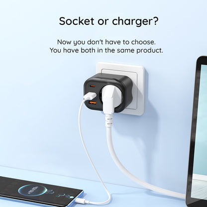 HAVIT UC142 Verkkolaturi, 30W, 3A, 1 x USB-A - 2 x USB-C - 1 x Schuko, Musta
