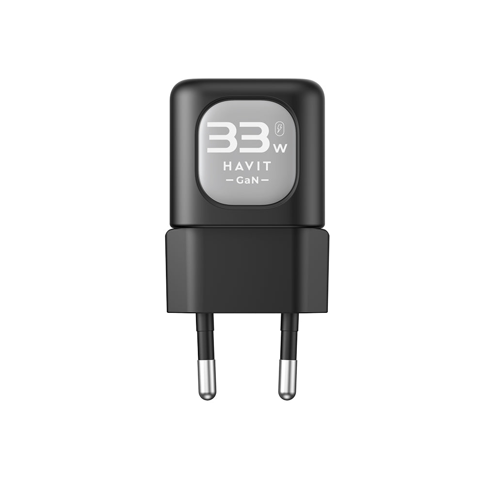 HAVIT UC230 Verkkolaturi, 33W, 3A, 1 x USB-A - 1 x USB-C, Musta Harmaa
