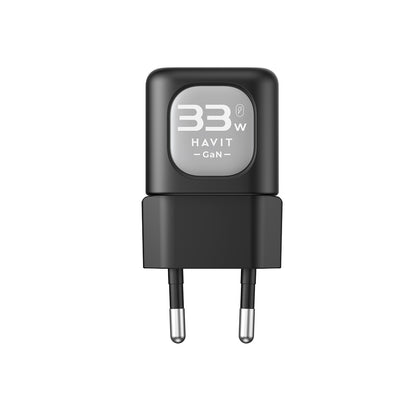HAVIT UC230 Verkkolaturi, 33W, 3A, 1 x USB-A - 1 x USB-C, Musta Harmaa