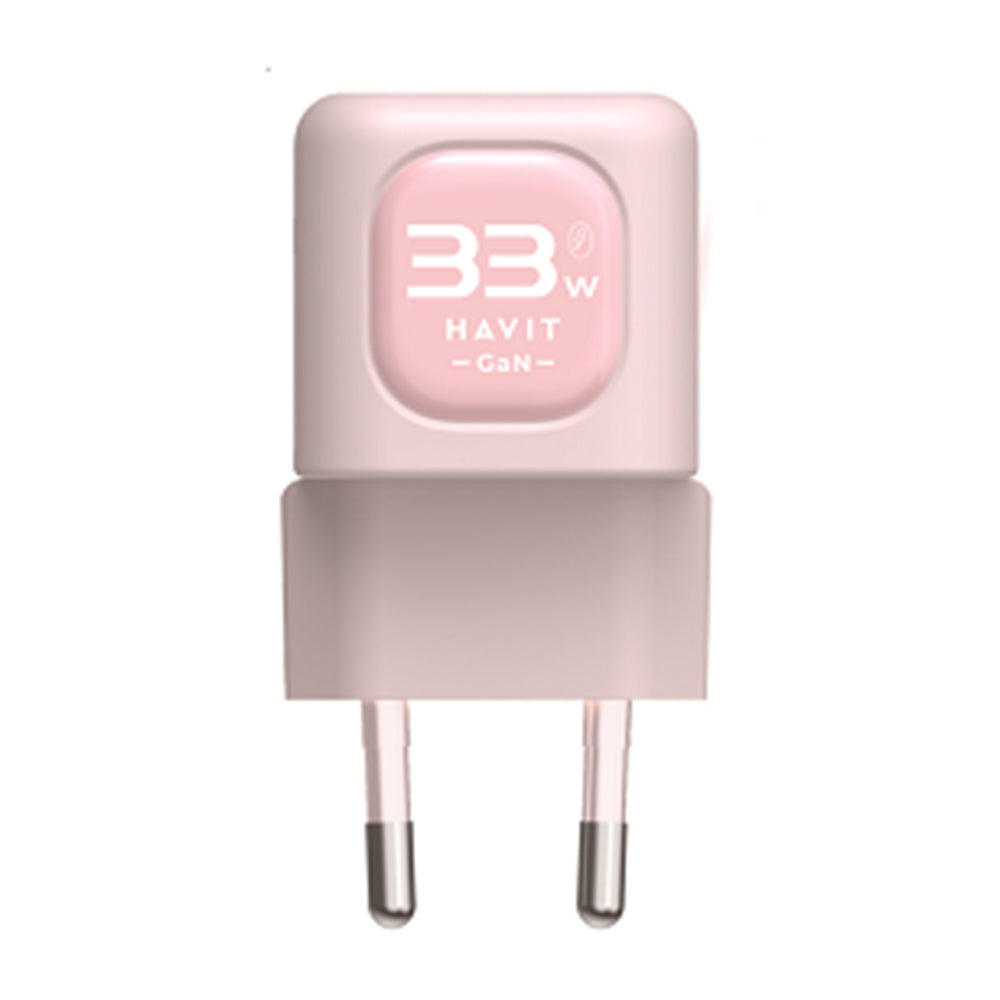 Verkkolaturi HAVIT UC230, 33W, 3A, 1 x USB-A - 1 x USB-C, Pinkki