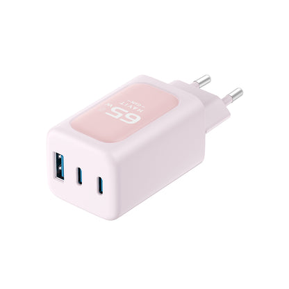 HAVIT UC260 Verkkolaturi, 65W, 3A, 1 x USB-A - 2 x USB-C, Pinkki