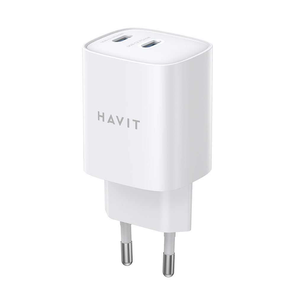 HAVIT UC45W Verkkolaturi, 45W, 3A, 2 x USB-C, Valkoinen