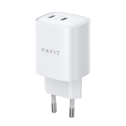 HAVIT UC45W Verkkolaturi, 45W, 3A, 2 x USB-C, Valkoinen