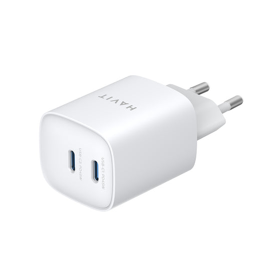 HAVIT UC45W Verkkolaturi, 45W, 3A, 2 x USB-C, Valkoinen