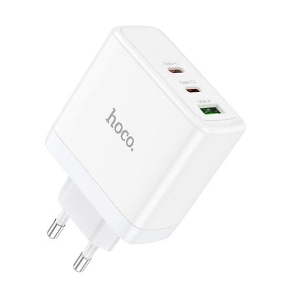 HOCO N30 Verkkolaturi, 65W, 3.25A, 1 x USB-A - 2 x USB-C, Valkoinen