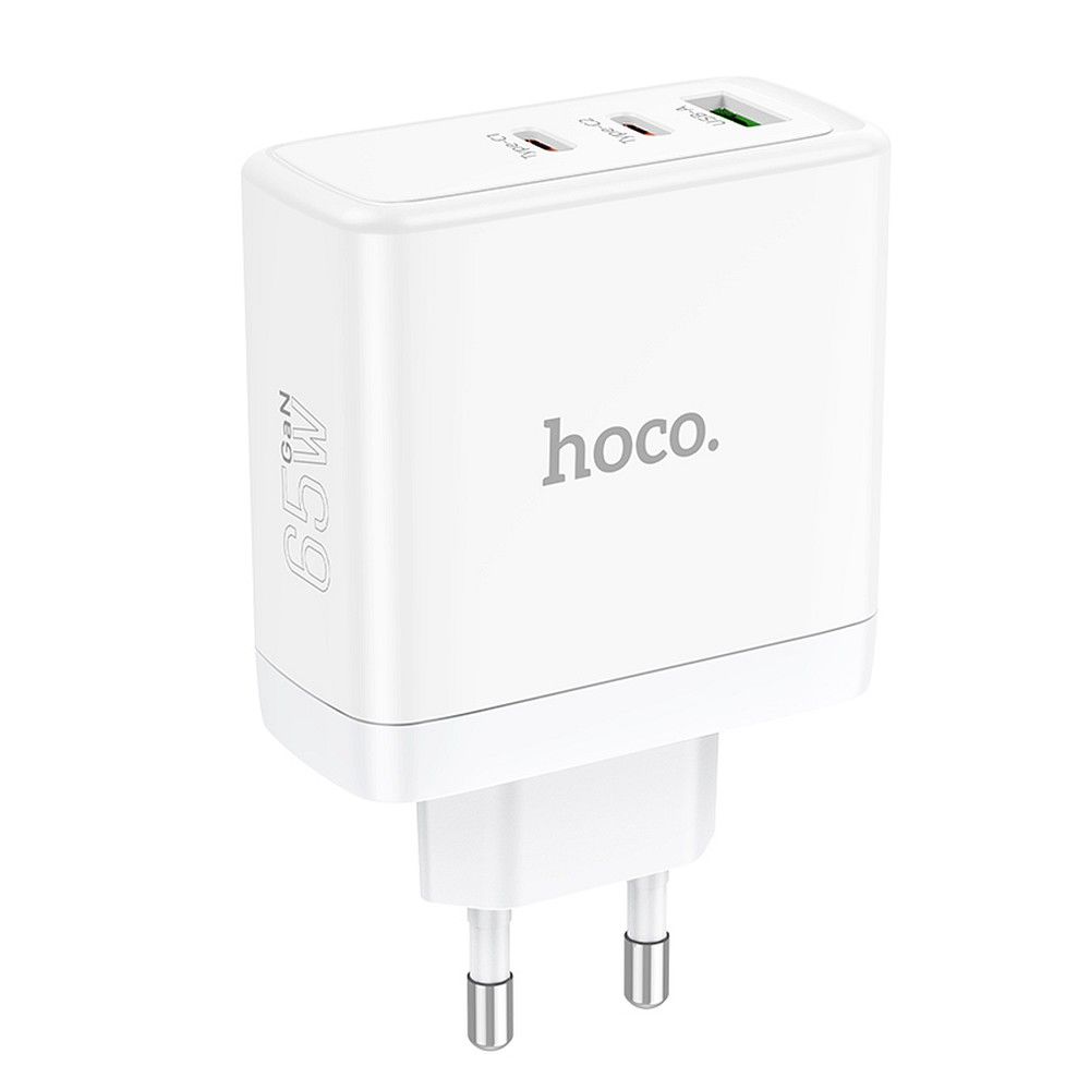 HOCO N30 Verkkolaturi, 65W, 3.25A, 1 x USB-A - 2 x USB-C, Valkoinen
