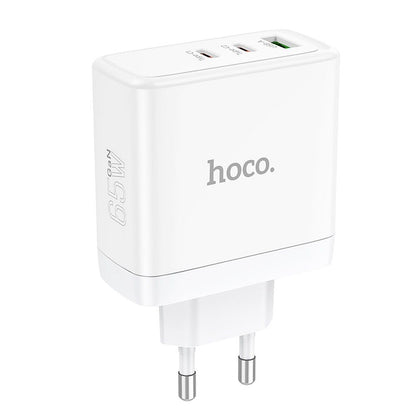 HOCO N30 Verkkolaturi, 65W, 3.25A, 1 x USB-A - 2 x USB-C, Valkoinen