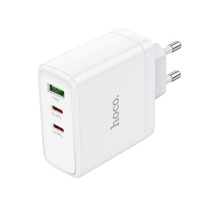HOCO N30 Verkkolaturi, 65W, 3.25A, 1 x USB-A - 2 x USB-C, Valkoinen