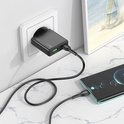 HOCO N38 Network Charger, 20W, 3A, 1 x USB-A - 1 x USB-C, Black