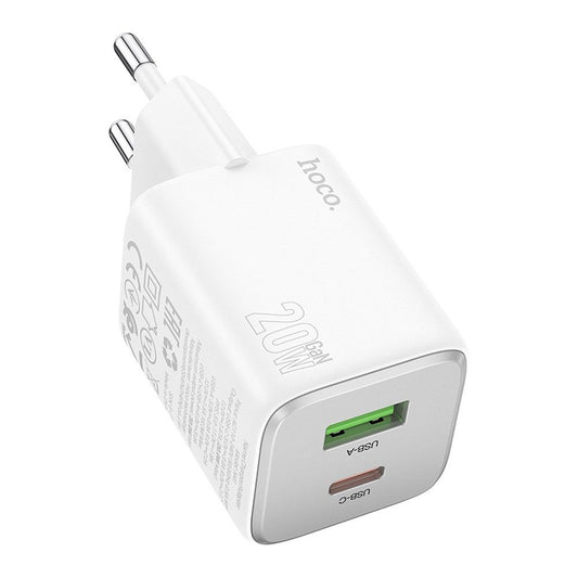 HOCO N41 Verkkolaturi, 20W, 3A, 1 x USB-A - 1 x USB-C, Valkoinen