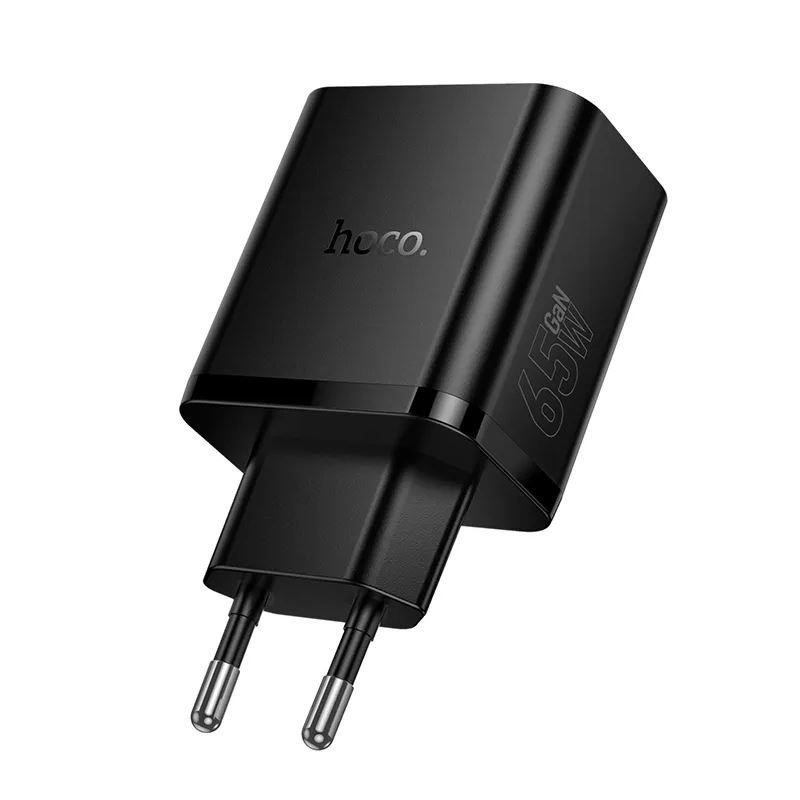 HOCO N75 Verkkolaturi, 65W, 3A, 1 x USB-A - 2 x USB-C, Musta