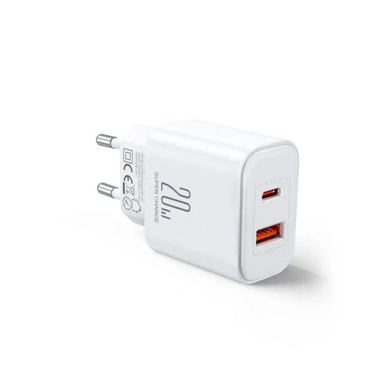 Joyroom JR-TCF05 -verkkolaturi, 20W, 3A, 1 x USB-A - 1 x USB-C, Valkoinen