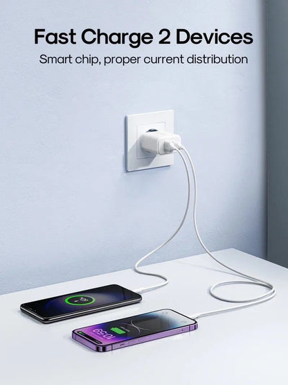 Joyroom JR-TCF05 -verkkolaturi, 20W, 3A, 1 x USB-A - 1 x USB-C, Valkoinen