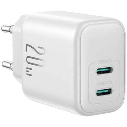 Joyroom JR-TCF12 Verkkolaturi, 20W, 3A, 2 x USB-C, Valkoinen