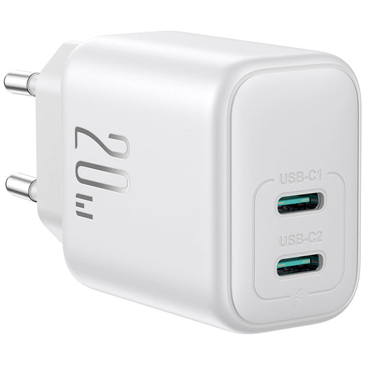 Joyroom JR-TCF12 Verkkolaturi, 20W, 3A, 2 x USB-C, Valkoinen