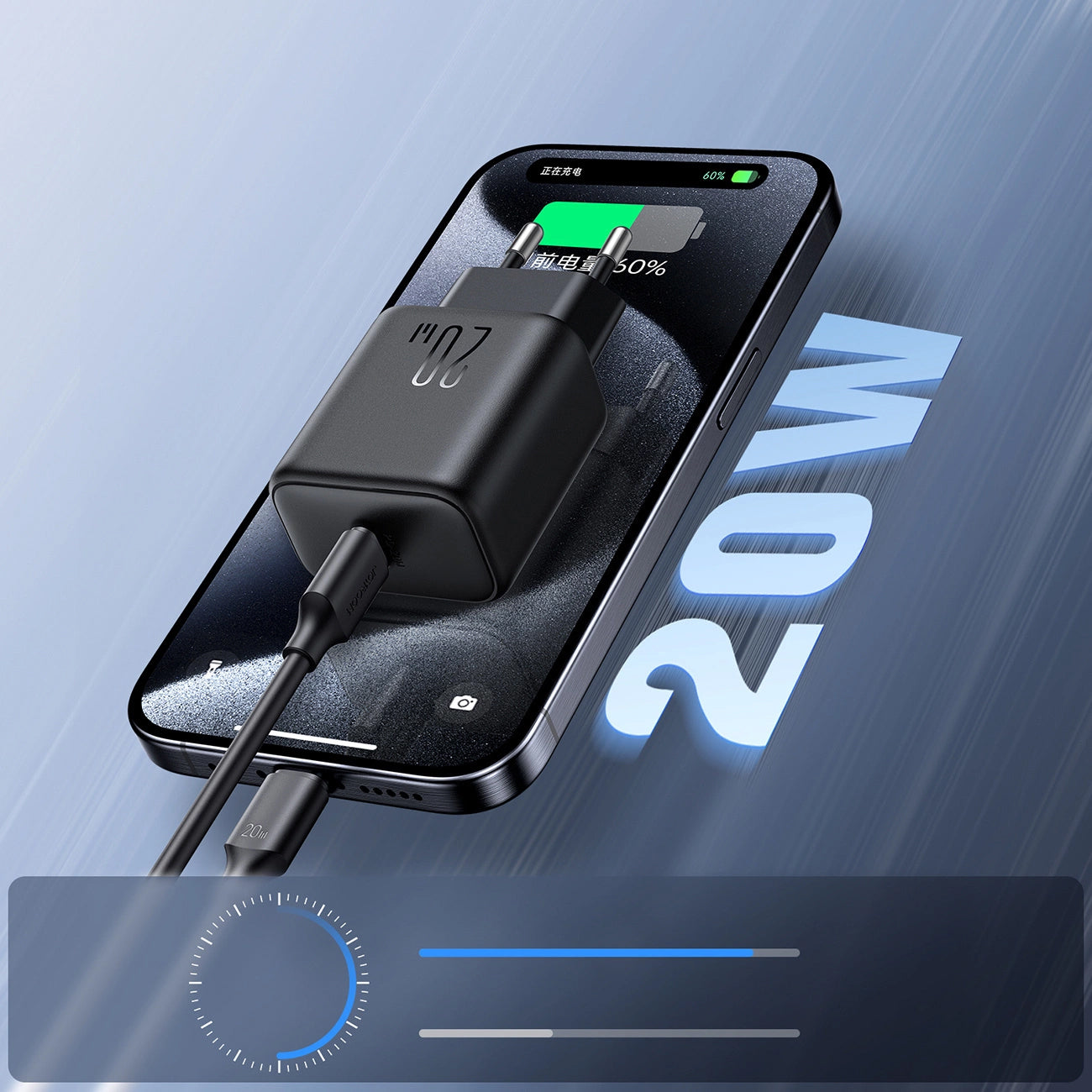 Joyroom JR-TCF20 Verkkolaturi, 20W, 3A, 1 x USB-C, Musta
