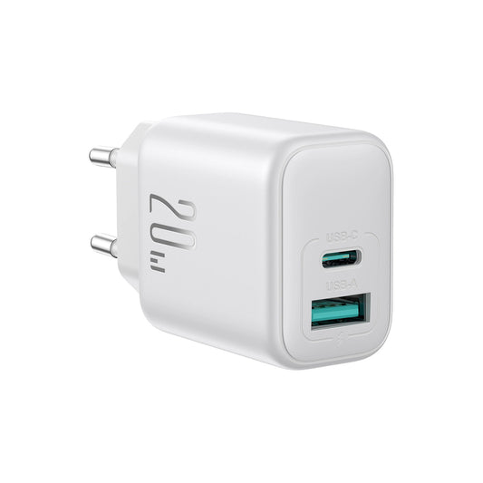 Joyroom JR-TCF21 verkkolaturi, 20W, 3A, 1 x USB-A - 1 x USB-C, Valkoinen