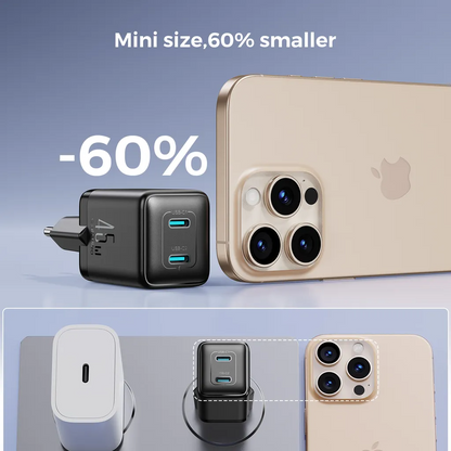 Joyroom JR-TCG17 -verkkolaturi, 45W, 3A, 2 x USB-C, Musta