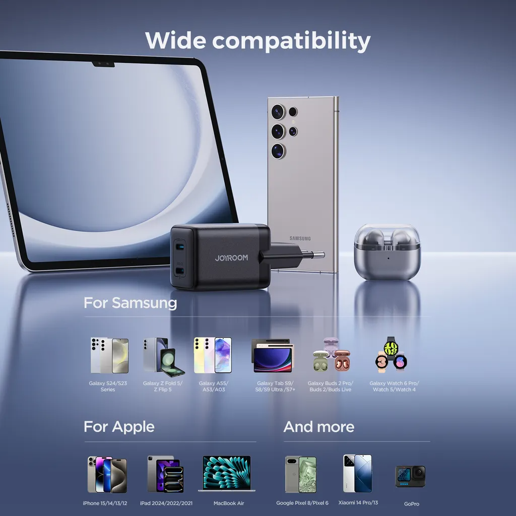 Joyroom JR-TCG17 -verkkolaturi, 45W, 3A, 2 x USB-C, Musta