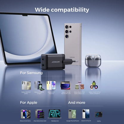 Joyroom JR-TCG17 -verkkolaturi, 45W, 3A, 2 x USB-C, Musta