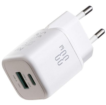 Joyroom JR-TG7 -verkkolaturi, 33W, 3A, 1 x USB-A - 1 x USB-C, Valkoinen