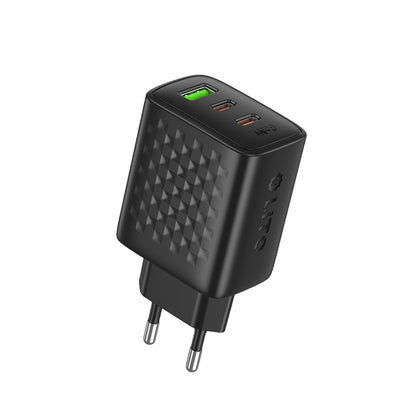 Lito LC25 Verkkolaturi, 65W, 3.25A, 1 x USB-A - 2 x USB-C, Musta