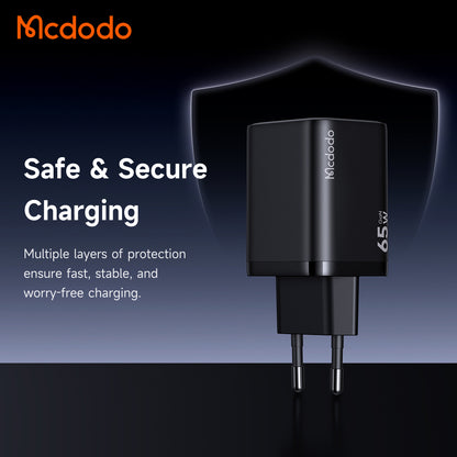 McDodo CH-0850 Ultimate Mini verkkolaturi, 65W, 3,25A, 1 x USB-C, musta