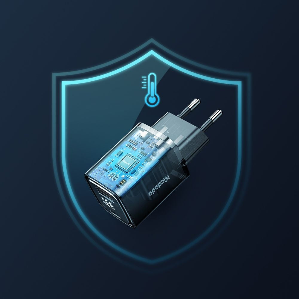 McDodo CH-1701 Graphite Display -verkkolaturi, 33W, 3A, 1 x USB-A - 1 x USB-C, Musta